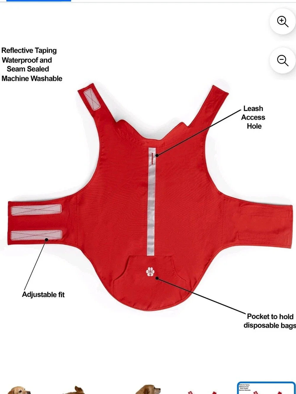 Free Country Red Dog Raincoat with Reflective Stripe